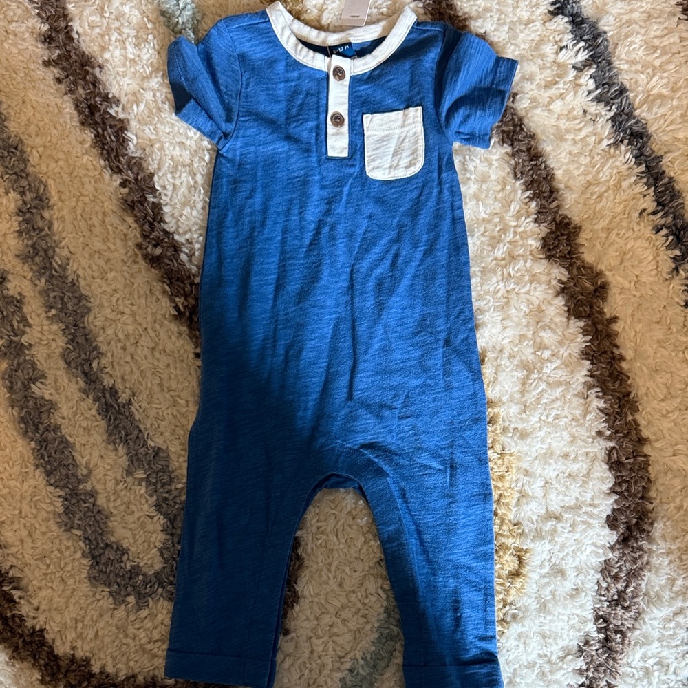 Old Navy Blue and White Baby Romper